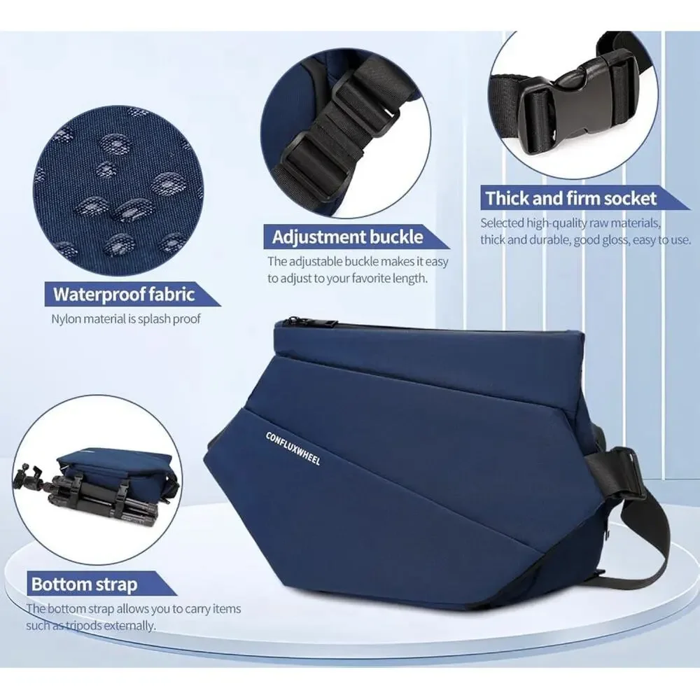 New Nylon Navy Crossbody Bag for Men/Women, Waterproof Sling‎ Bag Cycling Hiking
